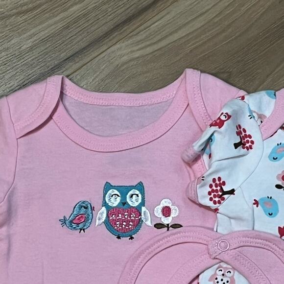 NWT Sweet & Soft Pink & White Owl 5 Piece Layette Set 0-3 Months - Picture 9 of 16